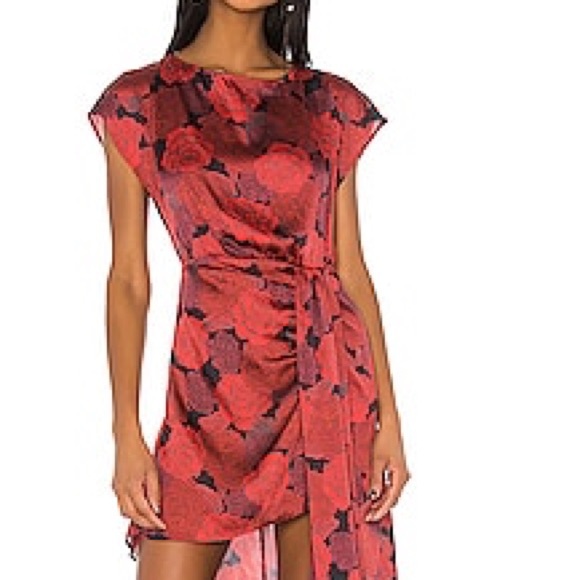 3/$25! L'Academie The Elaina Mini Satin Dress in Red Peony From REVOLVE S - Picture 2 of 14